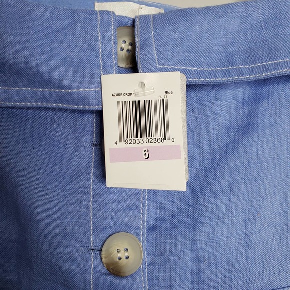 SUBOO • Blue Azure 100% Linen Crop Top NEW Sz 6 - Picture 6 of 8